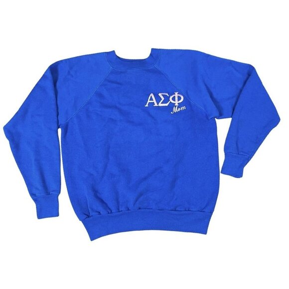 Vintage Alpha Sigma Phi Crewneck Sweatshirt Womens L Pink Embroidery 20/20 Sport - Picture 1 of 7